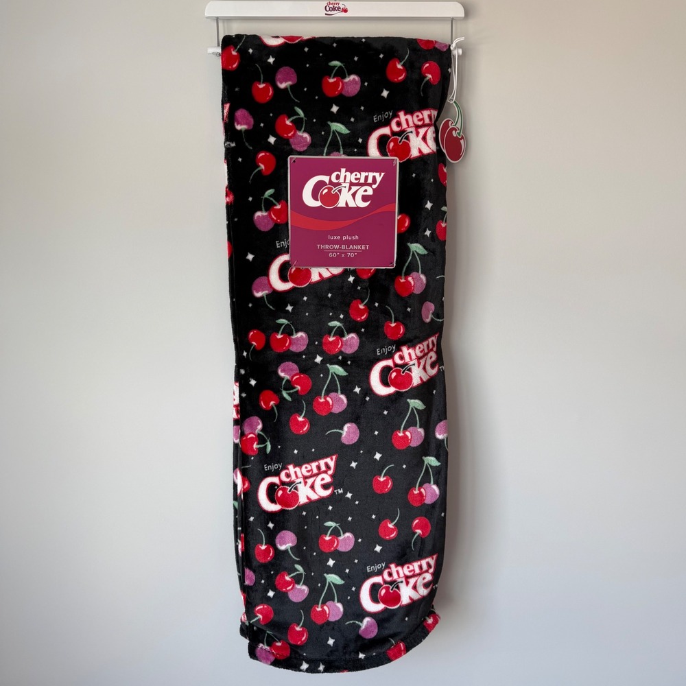 New Coca-Cola 60x70 Cherry Coke Oversized Throw Blanket Drink Soda Black Red